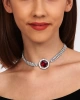 Kadın Bordo Oval Model Zirkon Taşlı Gümüş Pırlanta Abiye Gerdanlık Düğün Nişan Kolye Tasma Choker