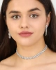Kadın Çapraz Model Taşlı Gümüş Pırlanta Su Yolu Kolye Küpe Abiye Düğün Nişan Kına Söz Gelin Takı Set