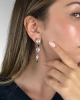 Kadın Della Model Renkli Gümüş Kaplama Kristal Zirkon Taşlı Sallantılı Günlük Stil Kombin Küpe