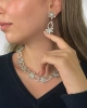 Kadın Divina Model Kristal Zirkon Taşlı Pırlanta Gümüş Kaplama Çok Aranan Kolye Küpe Takı Seti