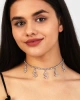 Kadın Dolar Model Zirkon Taşlı Gümüş Pırlanta Düğün Gelin Nişan Takısı Tasma Gerdanlık Kolye Choker