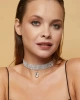 Kadın Elmas Sallantılı Model Zirkon Taşlı Gümüş Abiye Pırlanta Düğün Nişan Gelin Kolye Tasma Choker