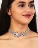 Kadın Flor Model Zirkon Taşlı Gümüş Pırlanta Abiye Gerdanlık Kolye Tasma Boyunluk Gelin Choker Takı