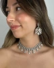 Kadın Fulmine Model Kristal Zirkon Taşlı Gümüş Kaplama Kolye + Küpe Günlük Stil Kombin Takı Seti
