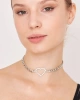 Kadın Kalın Zincirli Ortası Kalp Model Kristal Zirkon Taşlı Gümüş Kaplama Gerdanlık Tasma Choker