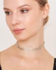 Kadın Kalın Zincirli Ortası Kalp Model Kristal Zirkon Taşlı Gümüş Kaplama Gerdanlık Tasma Choker