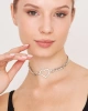 Kadın Kalın Zincirli Ortası Kalp Model Kristal Zirkon Taşlı Gümüş Kaplama Gerdanlık Tasma Choker