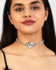 Kadın Kalp Model Zirkon Taşlı Gümüş Pırlanta Düğün Nişan Gelin Abiye Tasma Gerdanlık Kolye Choker