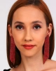 Kadın Kırmızı Merdiven Model Taşlı Sallantılı Saçaklı Abiye Elbise Düğün Kına Söz Parti Balo Küpe