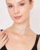 Kadın Largo Kalp Sallantılı Model Kristal Zirkon Taşlı Gümüş Kaplama Gerdanlık Tasma Kombin Choker