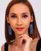 Kadın Mirabella Mavi Renk Zirkon Taşlı Saçaklı Sallantılı Model Pırlanta Abiye Günlük Parti Küpesi