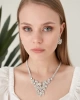 Kadın Reina Model Kristal Zirkon Taşlı Gümüş Su Yolu Kolye Küpe Seti Düğün Söz Kına Gelin Takı Seti