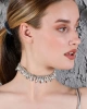 Kadın Renkli Model Zirkon Taşlı Altın Renk Pırlanta Düğün Nişan Parti Tasma Gerdanlık Kolye Choker
