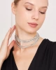 Kadın Salaş Gargantilla Model Kristal Zirkon Taşlı Gümüş Kaplama Parıltılı Gerdanlık Tasma Choker