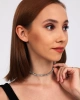 Kadın Tek Sıra Su Yolu Taşlı Vücut Choker Model Gümüş Zirkon Tasma Pırlanta Gerdanlık Kolye Abiye