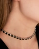 Kadın Viva Model Zirkon Taşlı Siyah Tek Sıra Abiye Elbise Günlük Tasma Gerdanlık Günlük Choker Kolye