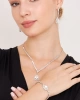 Kadın Zafiros Model Beyaz Zirkon Taşlı Pırlanta Gümüş Su Yolu Kolye Küpe Bileklik Kombin Takı Seti