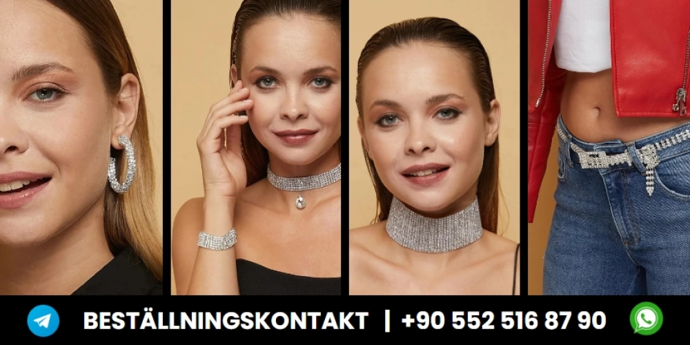 Partihandel | Crystal Zircon Stone Choker, halsband, örhängen, bälte, armband, smyckesset