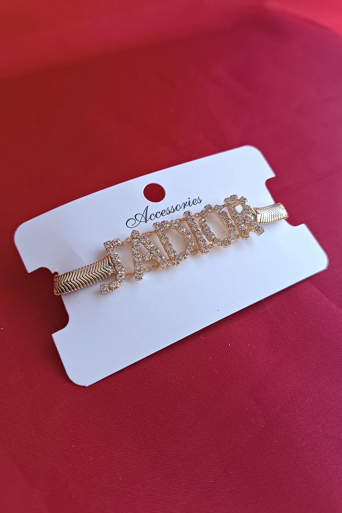 Kadın JDR Harf Marka Model Zincirli Kristal Zirkon Taşlı Gold Kaplama Bileklik