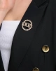 Kadın Yuvarlak Ortası CD Marka Model Harfli Kristal Zirkon Taşlı Gold Kaplama Elbise Kombin Yaka İğnesi Broş