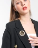 Kadın DG Harf DG Marka Model Döküm Gold Kaplama Renkli Kristal Zirkon Taşlı Yaka İğnesi Broş