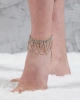 Kadın Şerit Bağ Model Sallantılı Saçaklı Zincirli Kristal Zirkon Taşlı Gümüş Pırlanta Ayak Halhalı