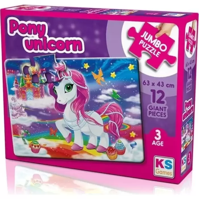 Çocuk Puzzle Pony Unicorn 12 Parça Jumbo Boy Puzzle