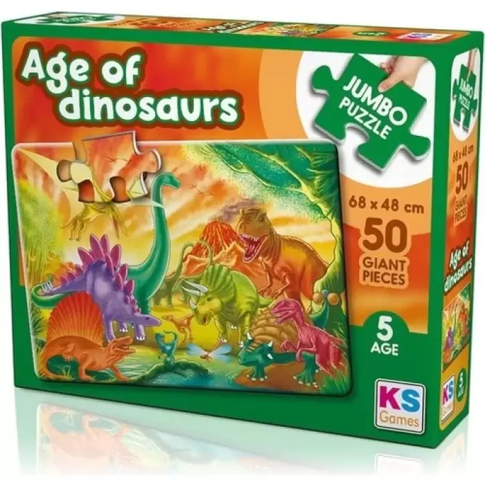 The Age Of Dinosaurs 50 Parça Jumbo Boy Puzzle Ks Games