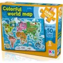 Colorful World Map 50 Parça Jumbo Boy Puzzle Ks Games