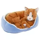 Peluş Hayvanlar Sepette Yavrulu Kedi