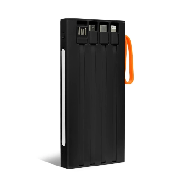 Powerway QC10 Siyah 10.000 mAh PD 22.5W Dahili Kablolu Hızlı Şarj Led Işıklı Powerbank
