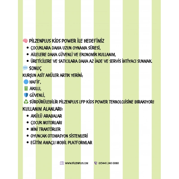 Pilzenplus Kids Power 6V 6Ah LiFePO₄ Batarya