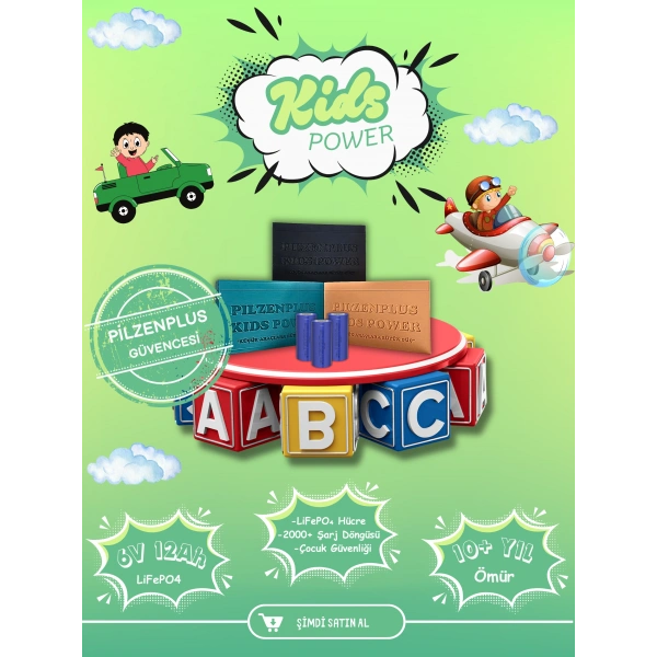 Pilzenplus Kids Power 6V 12Ah LiFePO₄ Batarya