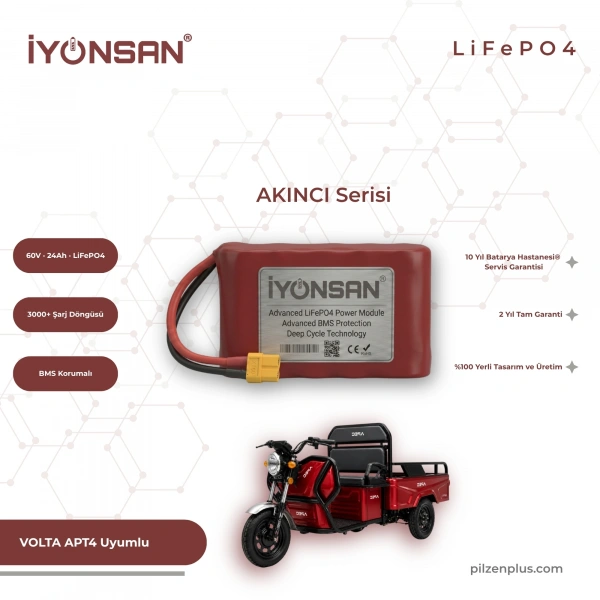 İYONSAN AKINCI VOLTA APT4 Uyumlu 60V 24Ah LiFePO4 Batarya | IYN-AKN-6024-APT4