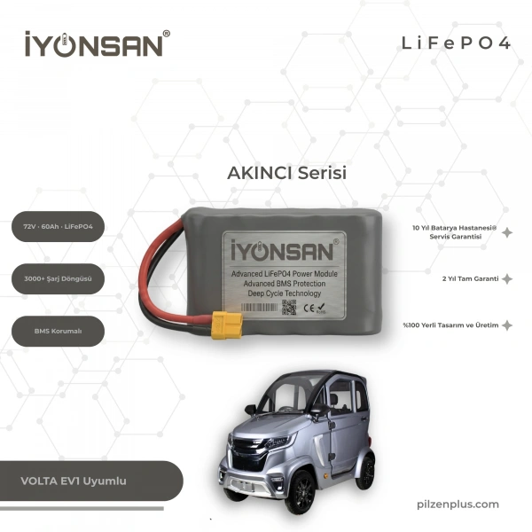 İYONSAN AKINCI VOLTA EV1 Uyumlu 72V 60Ah LiFePO4 Batarya | IYN-AKN-7260-EV1
