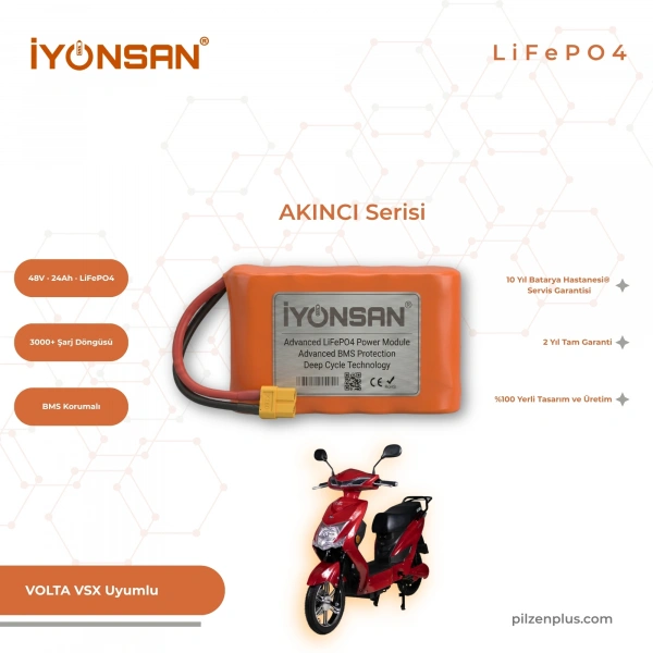 İYONSAN AKINCI VOLTA VSX Uyumlu 48V 24Ah LiFePO4 Batarya | IYN-AKN-4824-VSX