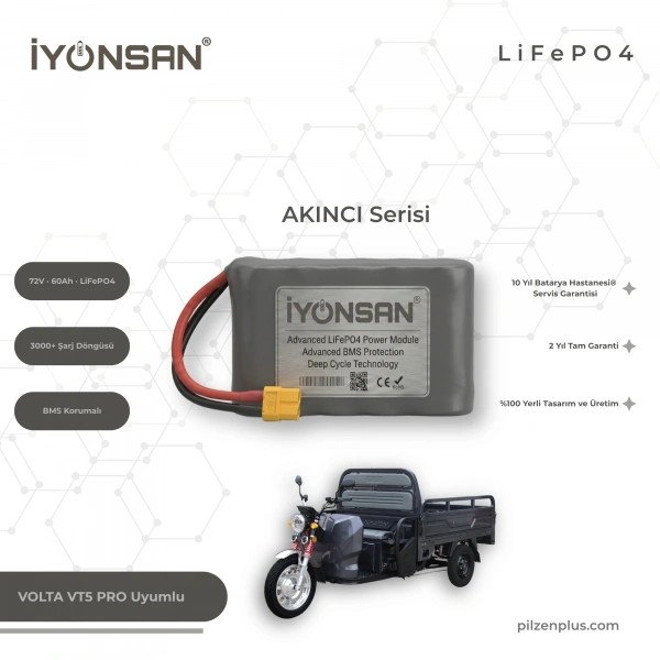 İYONSAN AKINCI VOLTA VT5 PRO Uyumlu 72V 60Ah LiFePO4 Batarya | IYN-AKN-7260-VT5PRO