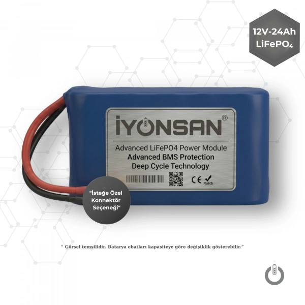 İYONSAN IYN-STD-1224-S 12V 24Ah LiFePO4 (LFP) Standart Batarya Paketi