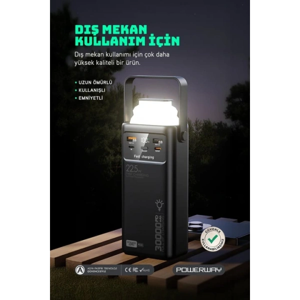 Maxron PD30 30000 mAh 22,5W Hızlı Şarjlı Siyah Powerbank | MX-PD30-SIYAH