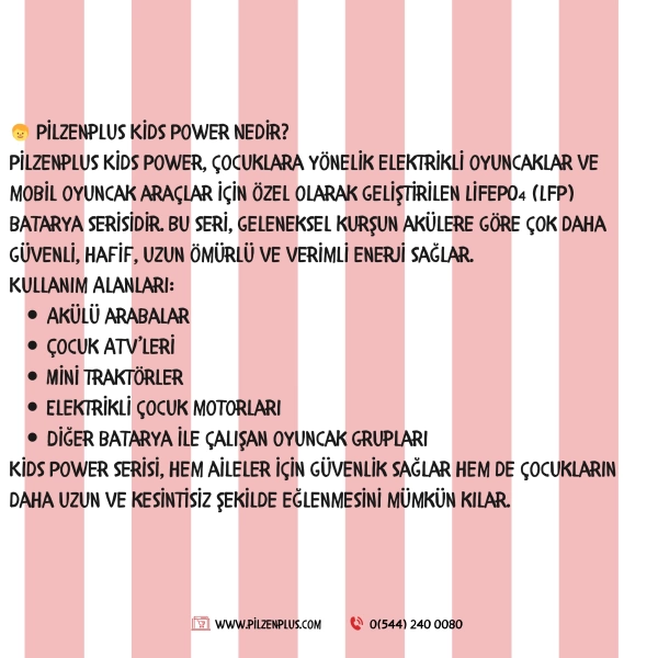 Pilzenplus Kids Power 12V 12Ah LiFePO₄ Batarya