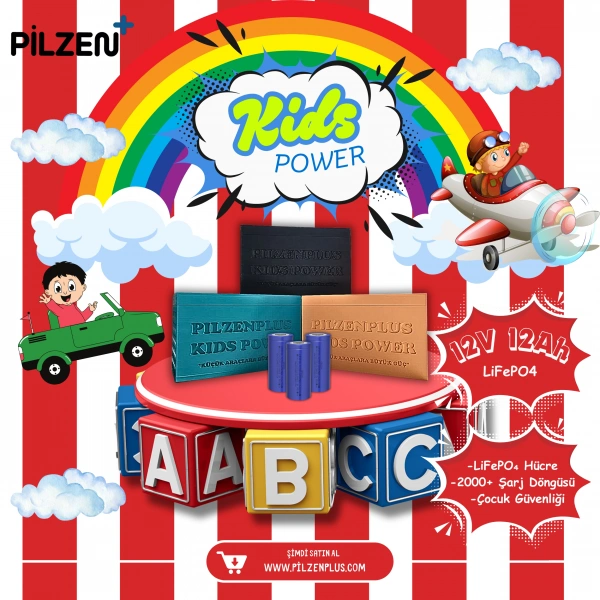 Pilzenplus Kids Power 12V 12Ah LiFePO₄ Batarya