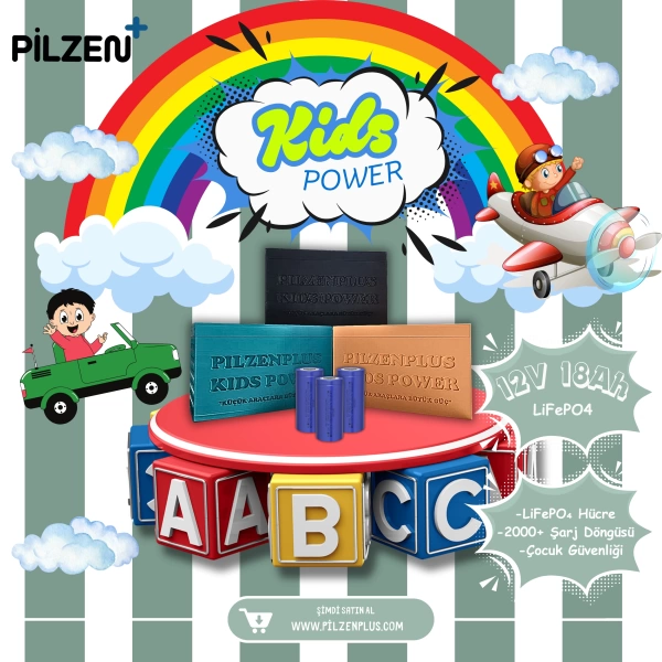 Pilzenplus Kids Power 12V 18Ah LiFePO₄ Batarya