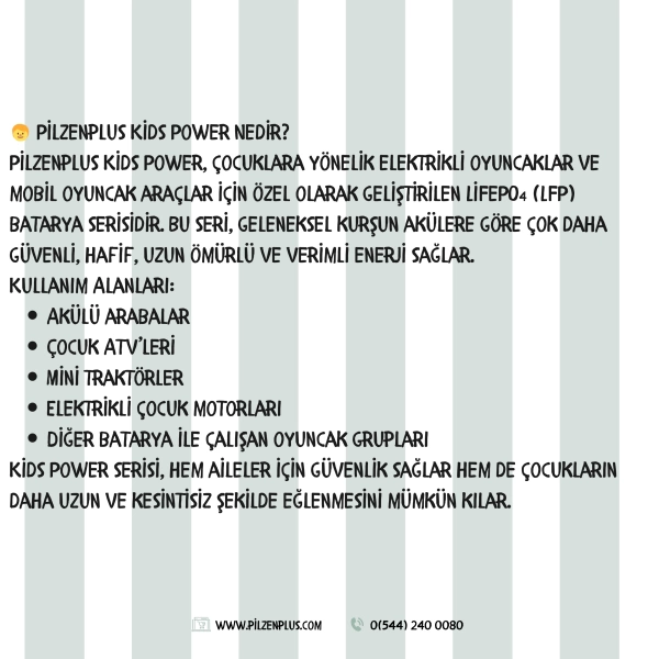 Pilzenplus Kids Power 12V 18Ah LiFePO₄ Batarya