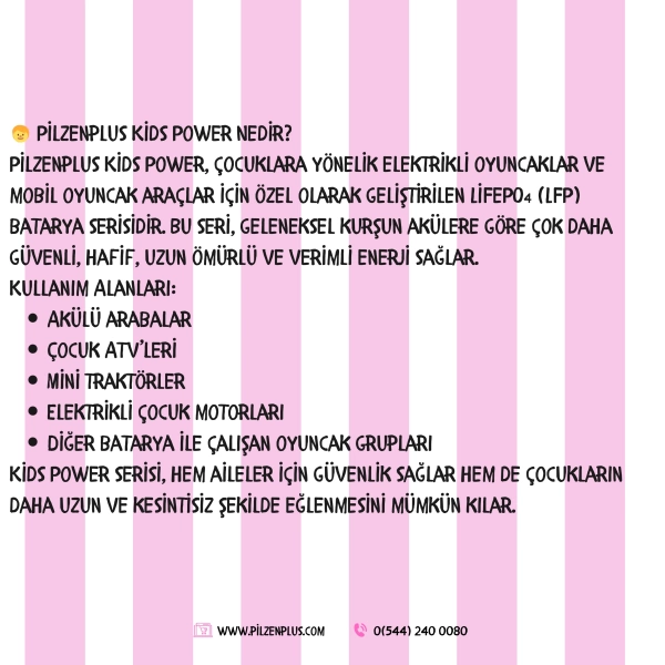 Pilzenplus Kids Power 12V 7Ah LiFePO₄ Batarya