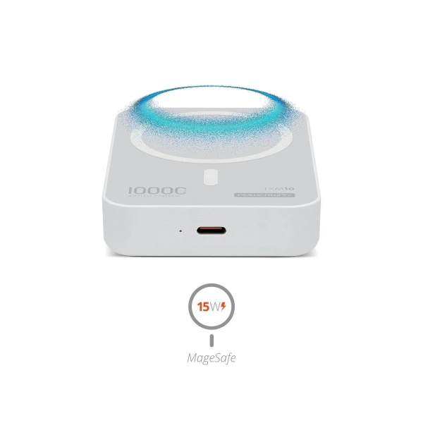 Powerway 10.000 mAh PD 15W Magsafe Kablosuz Wireless Taşınabilir Şarj Cihazı Beyaz Powerbank TXM10