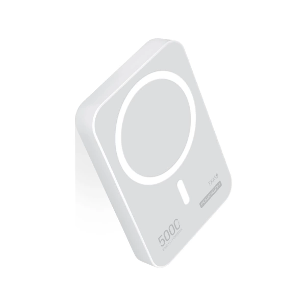 Powerway 5.000 mAh PD 15W Magsafe Kablosuz Wireless Taşınabilir Şarj Cihazı Beyaz Powerbank TXM5