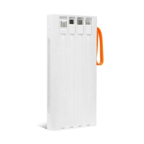 Powerway QC10 Beyaz 10.000 mAh PD 22.5W Dahili Kablolu Hızlı Şarj Led Işıklı Powerbank