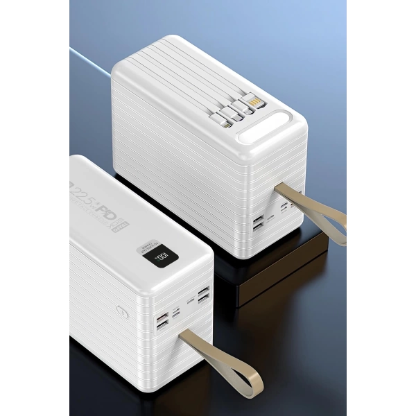 Powerway TRAFO120 Siyah 120.000 mAh PD 22.5W Dahili Kablolu Hızlı Şarj Işıklı Powerbank