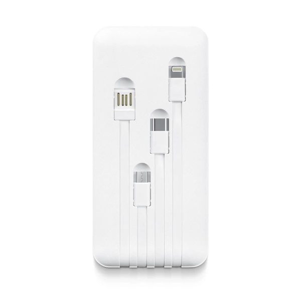 Powerway TX108 Beyaz 10.000 mAh Dijital Göstergeli Ekstra Kablolu 4 Çıkışlı Powerbank