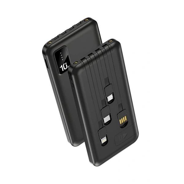 Powerway TX109 Siyah 10.000 mAh Dijital Göstergeli Ekstra Kablolu Dahili Stand Powerbank